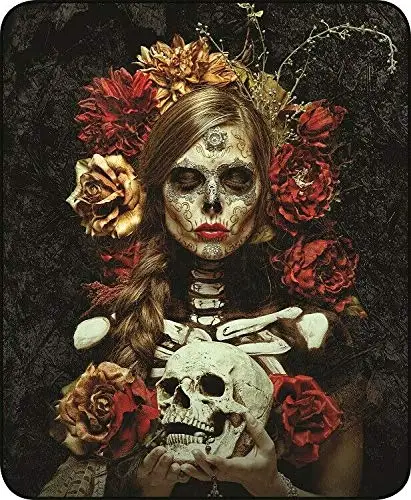 Metallblechschild Vintage Chic Art Dekoration Flores De La Muerte – Rose und Totenkopf für Zuhause, Bar, Café, Bauernhof, Geschäft, Garage oder Club;