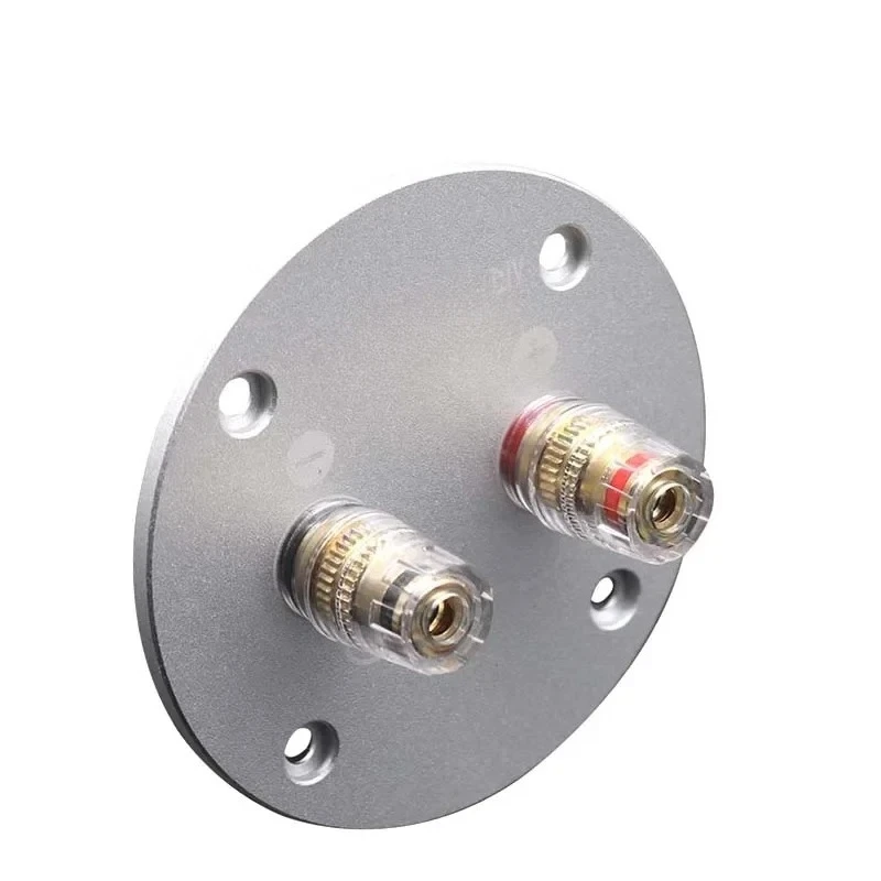 2-Way Round 75mm Aluminum Alloy Audio Speaker Binding Post Crystal Pure Copper Wiring Terminal Banana Plug Connector