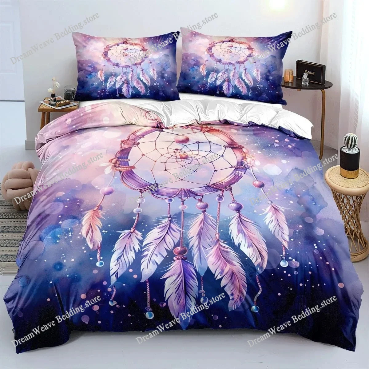 

Dream Dreamcatcher Duvet Cover for Girls Adult Bohemian Mandala Feather Print Bedding Microfiber Comforter Cover Bedroom Decor