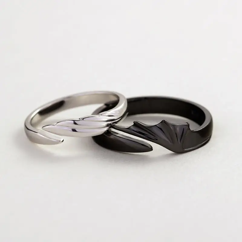 1pc Ring Single Retro Open Your Mouth Adjustable Angel Popular Accessories Essential Demon Ring Minority Couple Demon Ring Ins