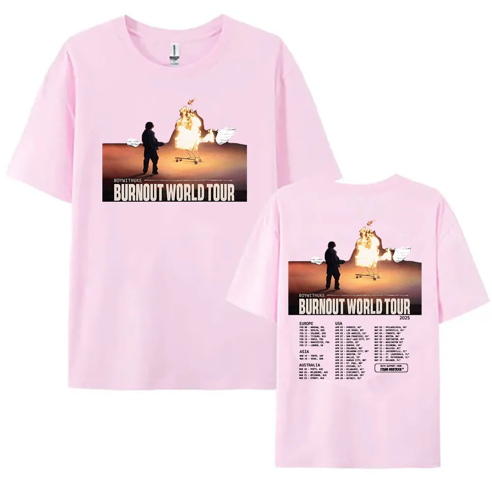 Boywithuke Burnout World Tour 2025 Tshirts Cotton Short Sleeve Summer T-shirt Round Neck Women/Men Tee-shirt Casual Soft Clothes