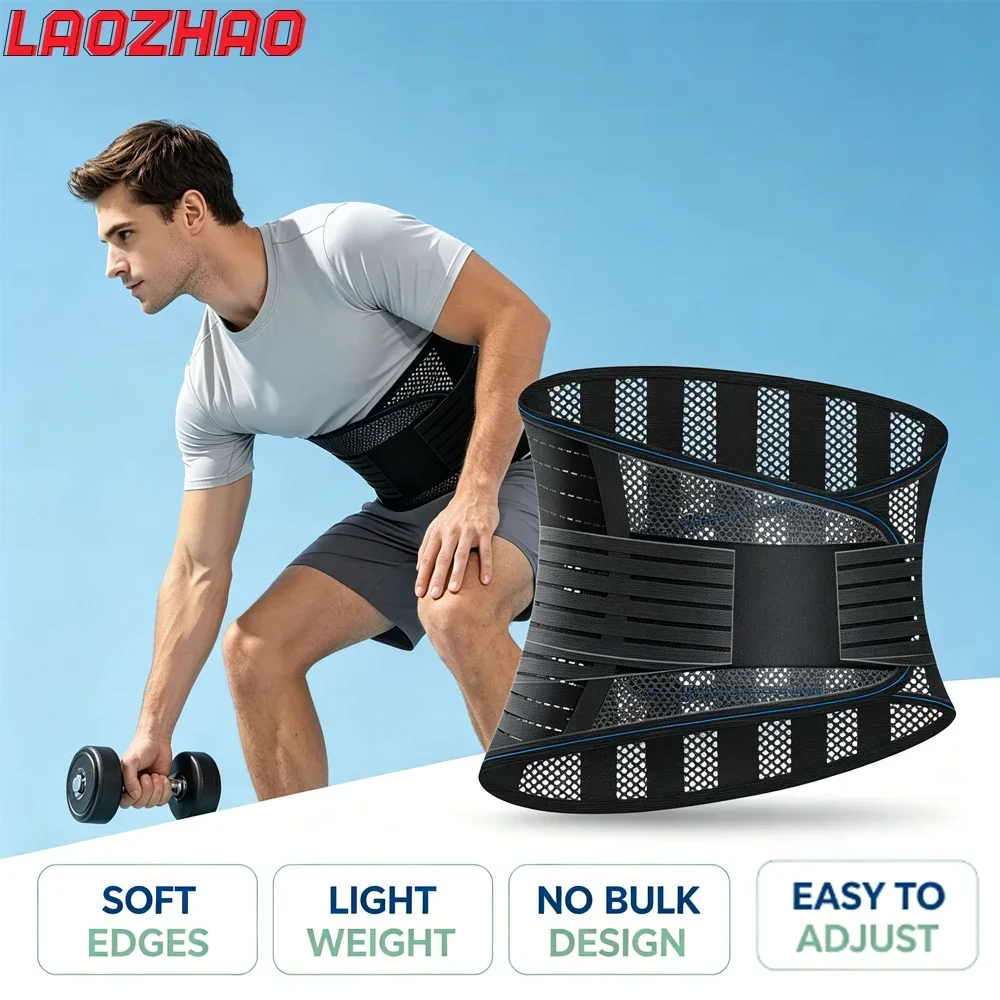 Back Brace for Lower Back Pain Relief with 5 Stays & Dual Adjustable Straps, Breathable Anti-Skid Lumbar Support for Men Women