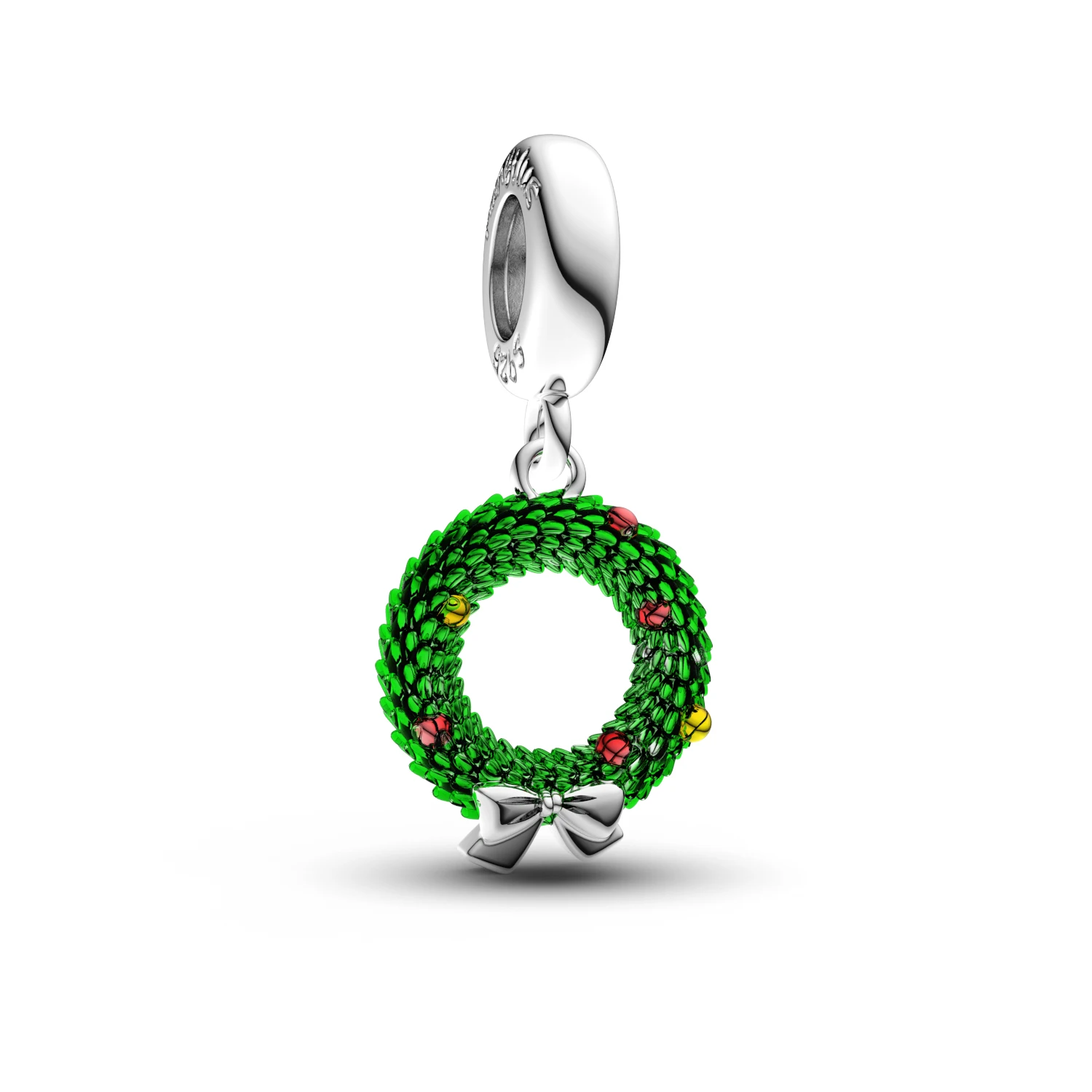 Manyilus Wreath Charm, 925 Sterling Silver Christmas Jewelry Pendant for DIY Original Bracelet, Elegant Festive Welcome Gift - view 5