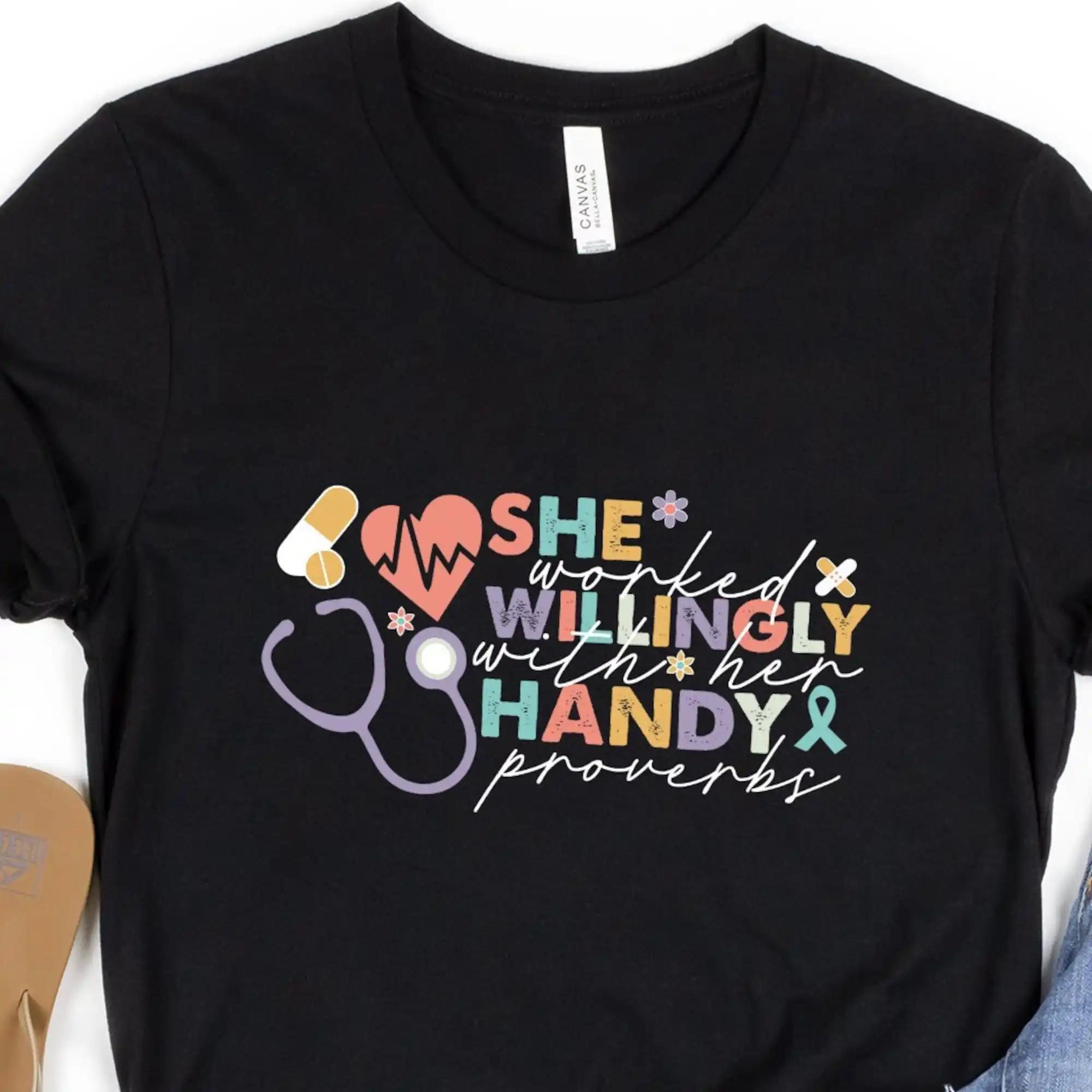 She Works Willingly With Her Hands Shirt, Gift For Her, Nurse Gift, Bible Verse Shirt, Nurse Graduation Shirt, School Nurse