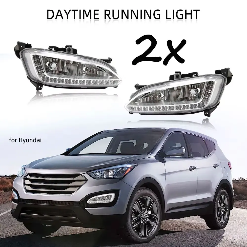 

LED DRL Headlight For Hyundai Santa Fe IX45 2013 2014 2015 Fog Lights Driving Lamp Fog Light Daytime Running Light Foglights