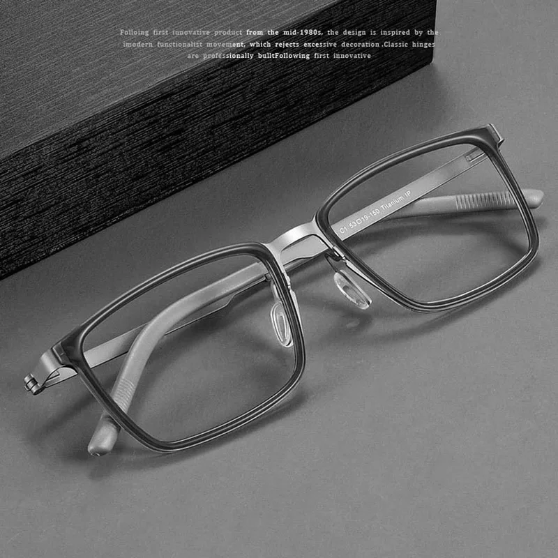 EYELUYAN 2026 New Titanium Glasses Frame Men Brand Design Vintage Square Eyeglasses Ultralight-Weight Eyewear Frame 2173