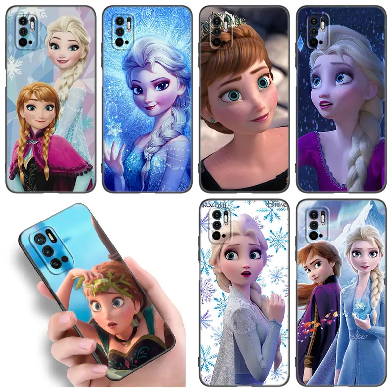 Frozen Princess Beauty Elsa Phone Case For Xiaomi Redmi Note 10 11 11S 12 4G 8 9 11E 11T Pro Plus 10T 8T 9S 10S 12S Black Cover