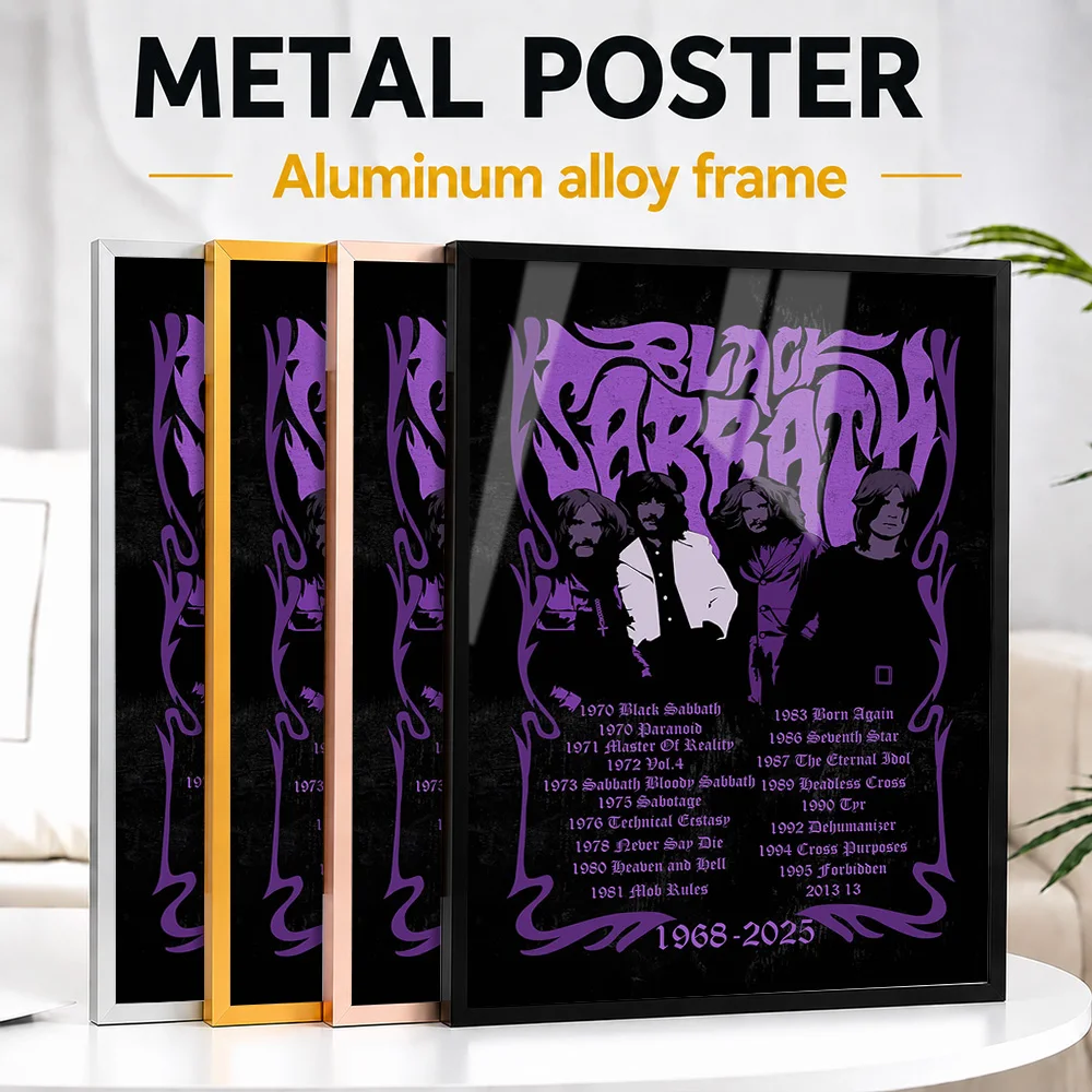 Black Sabbath Album History Framed Metal Print Customized Photo Curated Sound Style Wall Art For Music Room Memorable Fan Gift