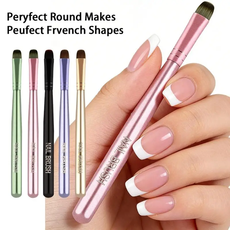 Nail French Half Round Pen Nail Art Painting Brush Metal Handle Gel Drawing Brush For Gel Tip Extension Acrylic Builder Accesso