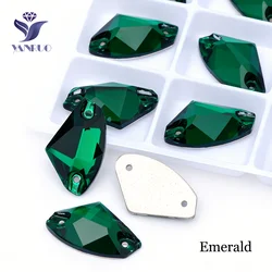 YANRUO 3256 Galactic Ax Emerald Sew On Stones Leoatrd Flatback Rhinestones Sewing Needlework Crystal For Clothing