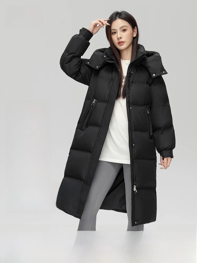 

Женское удлиненное утепленное пуховое пальто Snow Flying Spring 2026, теплый натуральный стиль, стандартный крой, с наполнителем из утиного пуха