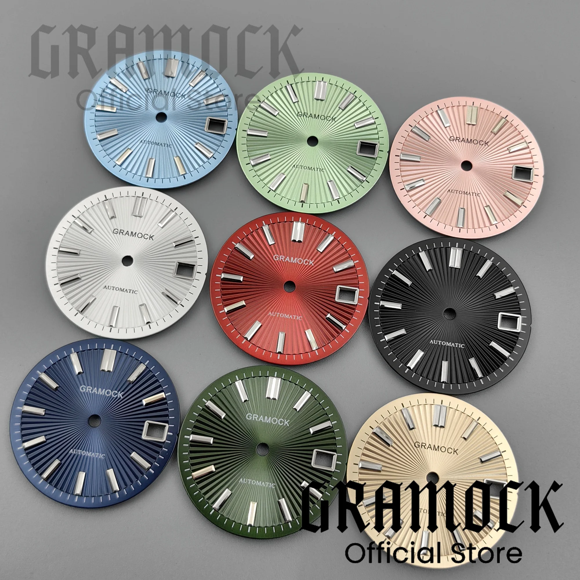 29mm Radioactive Pattern Watch Dial Sky Blue Olive Green Red Cocktail Sterile Face Fit NH35 NH36 Watch Modified Accessories Part