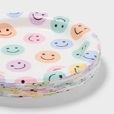 Disposable Plates 20Ct Multicolor Smiles Snack - 