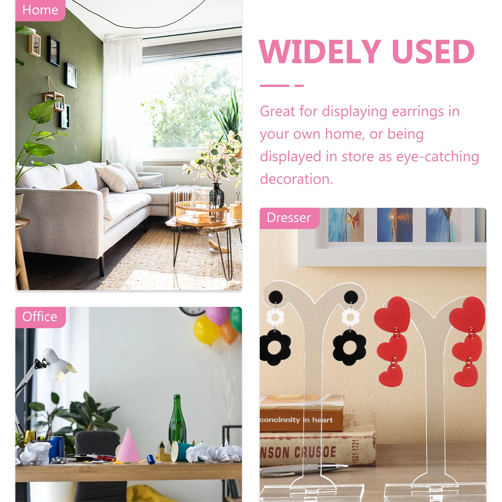 

3Pcs Ear Ring Display Holder Acrylic Earrings Rack Desktop Organizer Sprout Shape Jewelry Storage Stand for Home Store