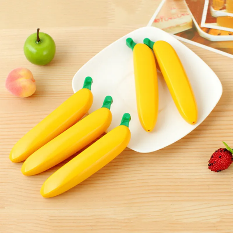 2Pcs Creative Simulation Banana Modeling Ballpoint Pen Cartoon Cute Fruit Banana Pen Drawing Toys Spoof Stationery Gifts