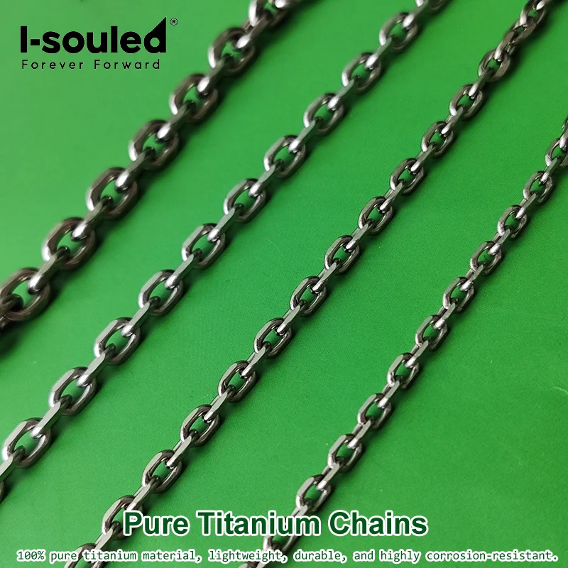 Pure Titanium Angle Oval Chain, 5 Sizes(2.8/3.5/4.0/5.2/7.0mm), Hypoallergenic DIY Jewelry Findings, Lightweight Eco-Friendly