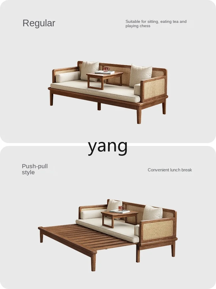 CX Solid Wood Bed with Rollers Combination Small Apartment New Chinese Style Pull-out Retractable Sleeping Collapse