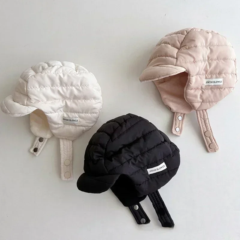 Korean Boy Girl Baby Hat Scarf Set Winter Child Thicken Windproof Ear Protection Kid Warm Hats Autumn Cotton-padded Lei Feng Cap