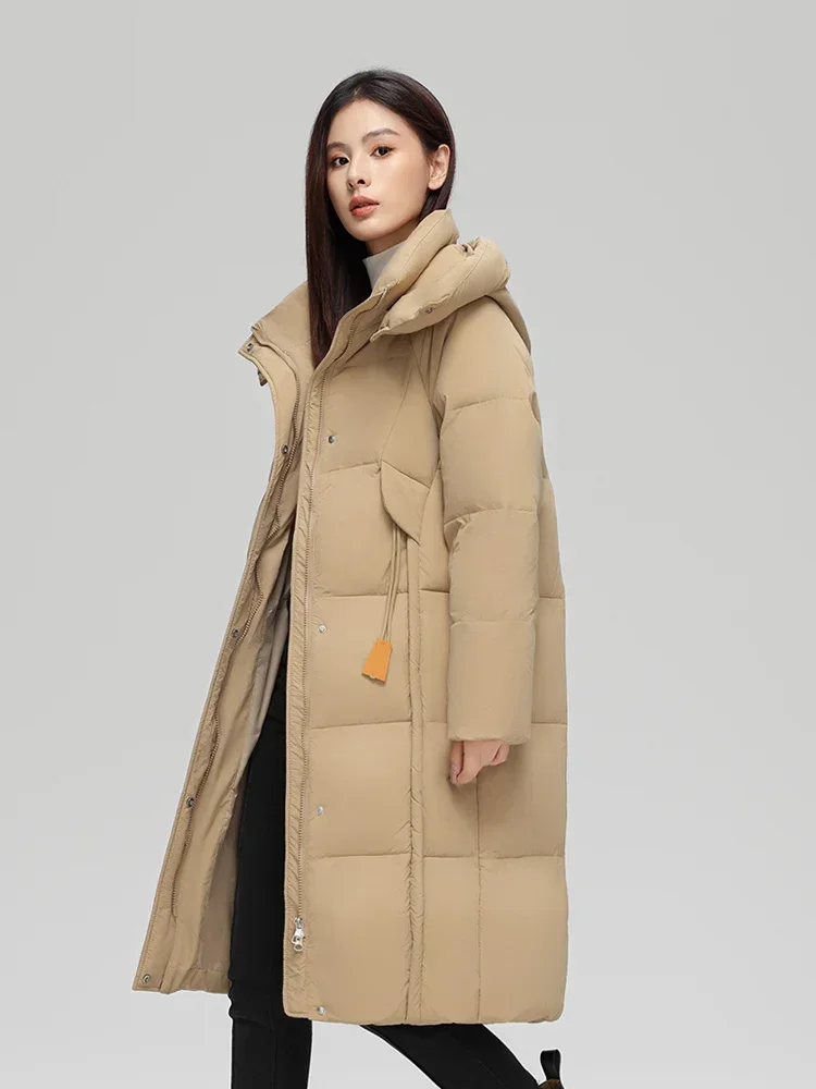 2025 New Warm Winter Long Parkas Women Hooded White Duck Down Jacket Elegant Women Clothes Winter Puffer Jacket Coat