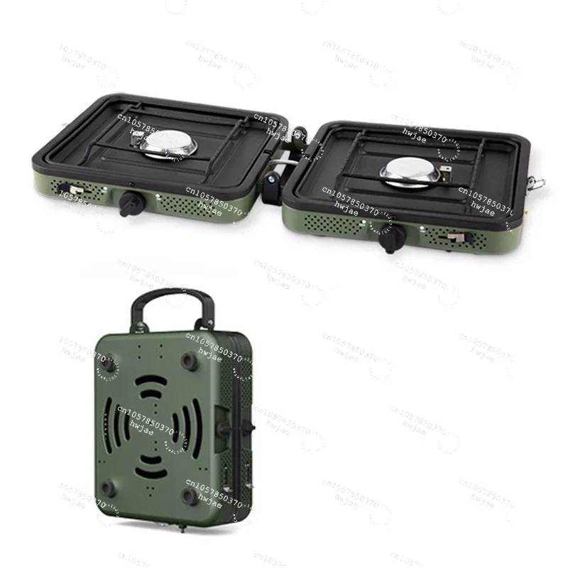 Outdoor Portable 2 Burner Camping Gas Grill Mini Foldable Gas Stoves for Picnic Easy to Clean BBQ Grill