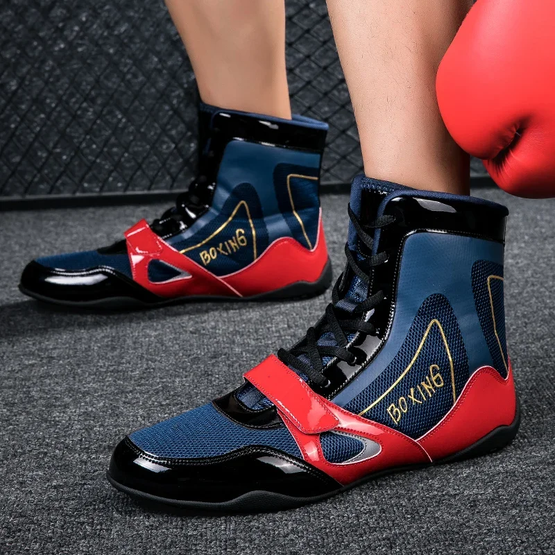 

2024 Popular Wrestling Boots Couples Luxury Brand Boxing Shoes Men Women Anti-Slip Boys High Ankles Sneakers Brand Sport Shoe