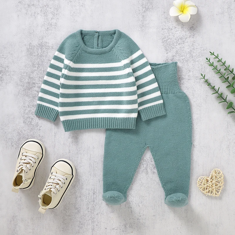 Baby Clothes Set Knit Infant Sweater+Trousers Leggings 2PC Outfit Newborn Girl Boy Long Sleeve Pullover+Pants Warm Autumn Winter