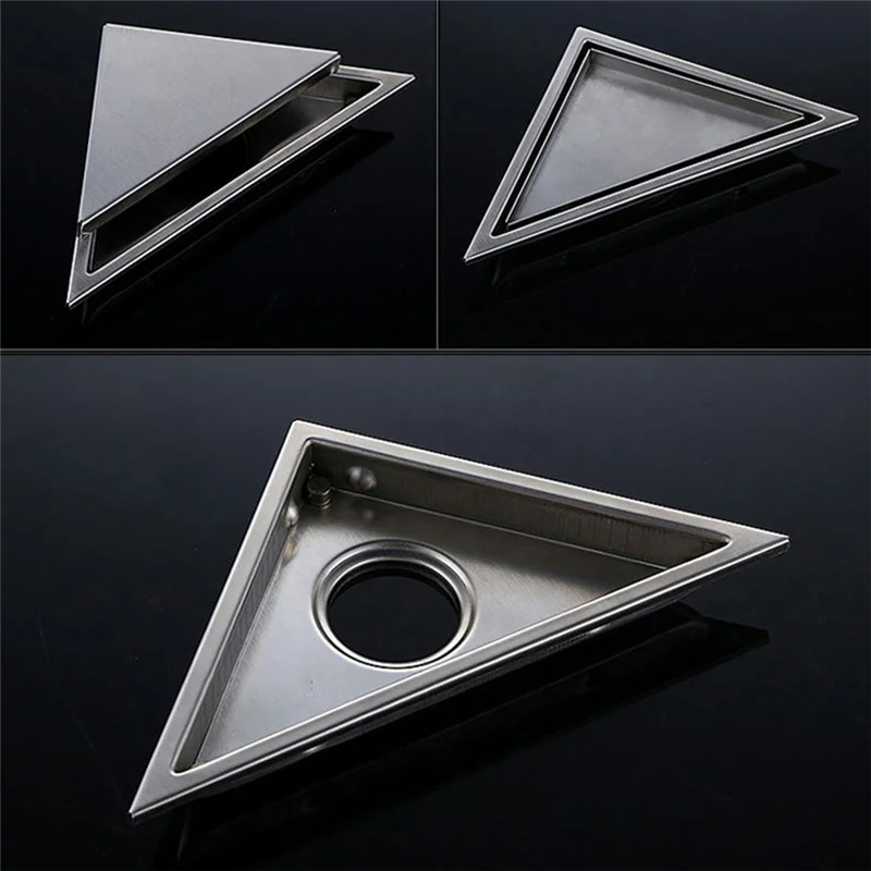 BHTS-Waste Grates Drainer Cover  Type 304 Stainless Steel Bathroom Floor Drain Shower Drains Triangle Tile Insert