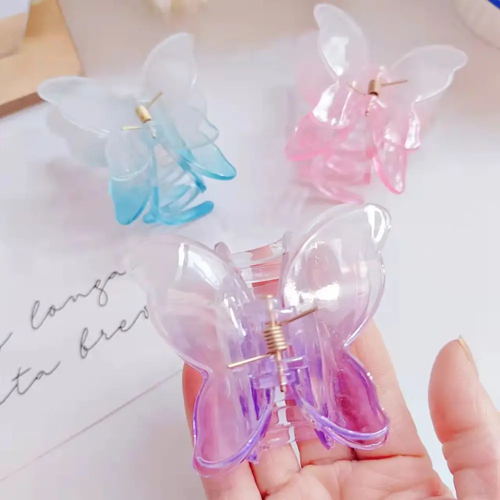 New Frosted Rainbow Gradient Resin Hair Claw Clips Women Butterfly Shark Clip Transparent Headwear Fashion Hair Accessories