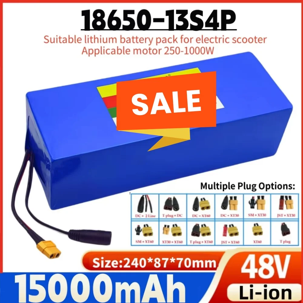 

13S4P 18650 Lithium Battery 48V 15Ah 1000W for Electronic Devices & Transportation Equipment with Charger