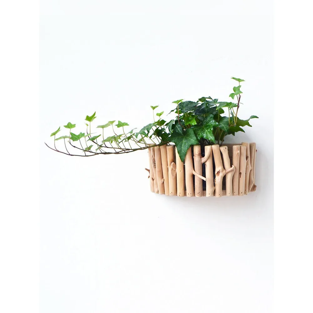 Wooden Vase Wall Decoration Potted Plants Creative Living Room Flower Ware Wall-mounted Flower Hanging Basket Succulent Decor
