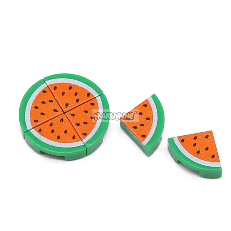 Marumine MOC 30pcs Printed Sliced Watermelon 25269 Food Accessory Toy 1x1 Square Block Parts Assembly Pellet DIY Building Blocks