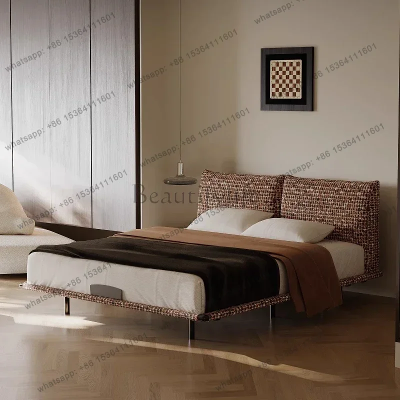 

Bedroom Furniture Frames 180x200 Double Bed Luxury First Layer Cowhide Italian Style High Backrest Rouge Beds Bed 2 People Frame