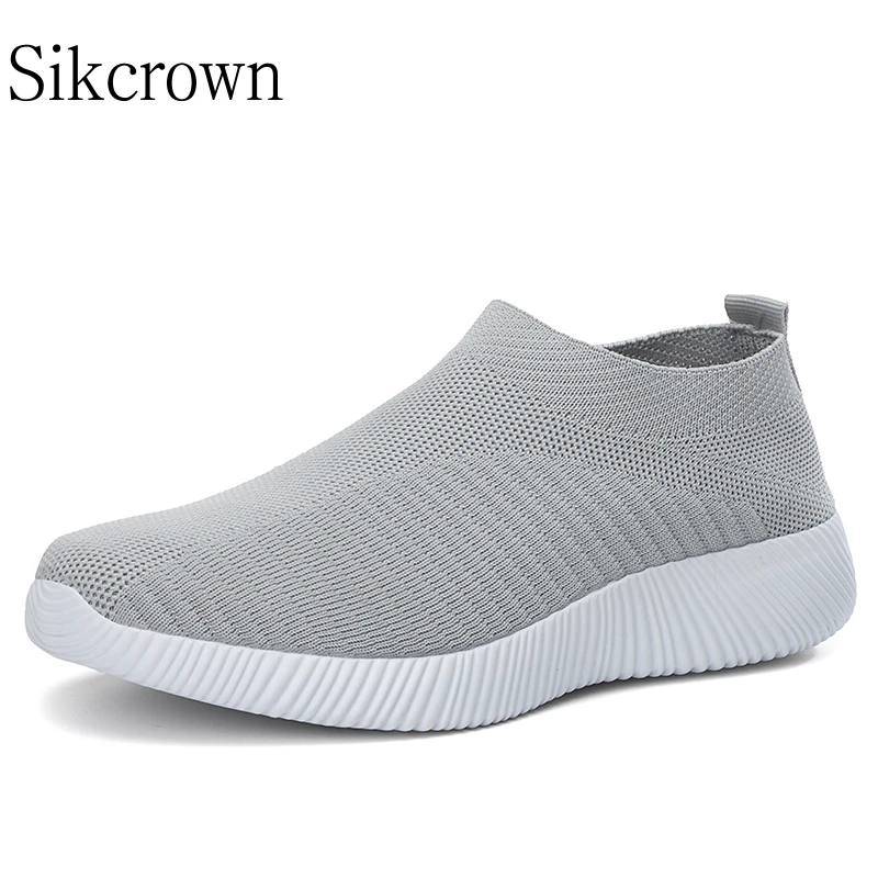 Gray Sneakers Woman Big Size 41 42 43 Platform Women Running Shoes for Flat Feet 2023 Knitting Sock Sneakers Loafers Walking