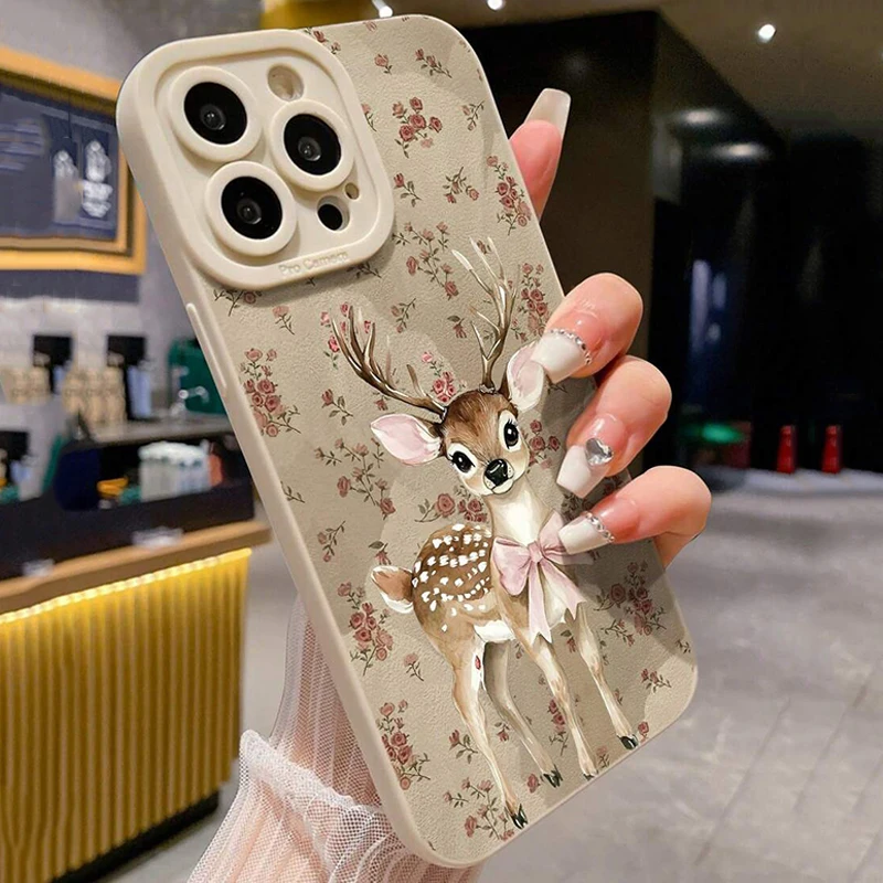 For Xiaomi 15T Case Deer Painted Beige Minimalist Phone Cases for Xiaomi Mi 11 Lite 5G 13T 13 12T 12 14 15 14T Pro Soft Cover - view 3