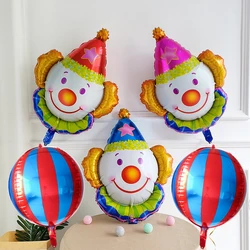 Mix 5Pcs Clown Balloons Carnival Circus Theme Decorations Happy Birthday Party Decoration 4D Red Blue Stripe Foil Helium Balloon