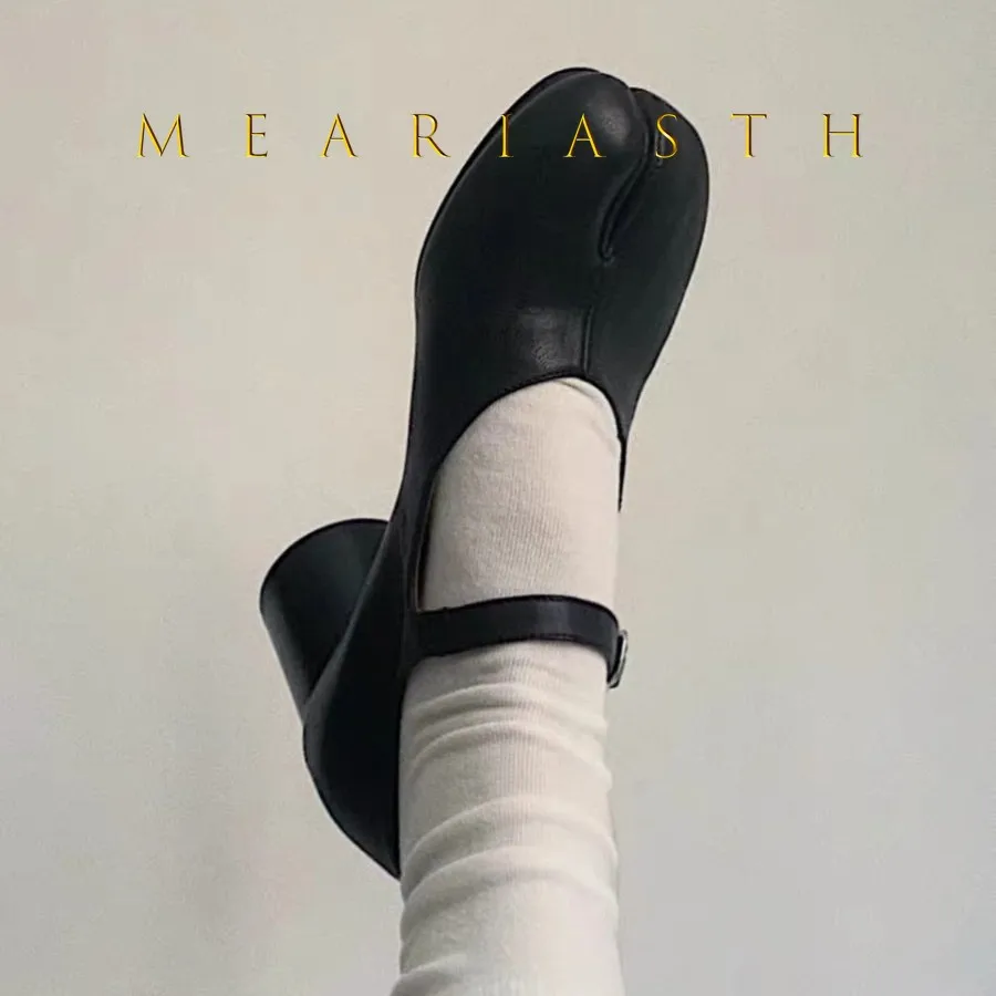 

Женские туфли с раздельными пальцами и пряжкой на круглом каблуке Tacones Mary Janes из искусственной кожи Zapatos Mujer Shallow Chassure Femme