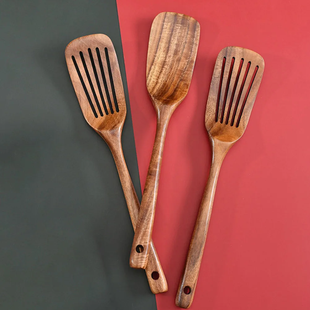 

2pcs Wooden Spatula Set Long H Non stick Kitchen Utensils Creative Hanging Cookware Spoon Heat resistant Shovel Practical