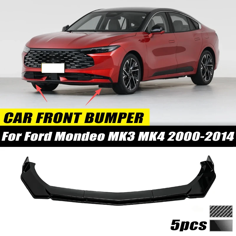 For Ford Mondeo MK3 MK4 2000-2014 Front Bumper Lip Front Guard Spoiler High-quality ABS Material Body Kit Front Lip Accessory