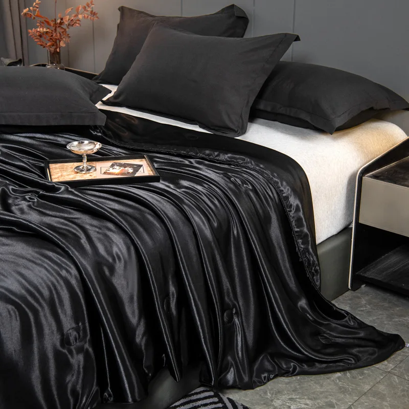 Solid Color Thin Quilt Breathable And Cool Quilt Single Double Large Luxury Summer Washed Air-Conditioned Quilt
