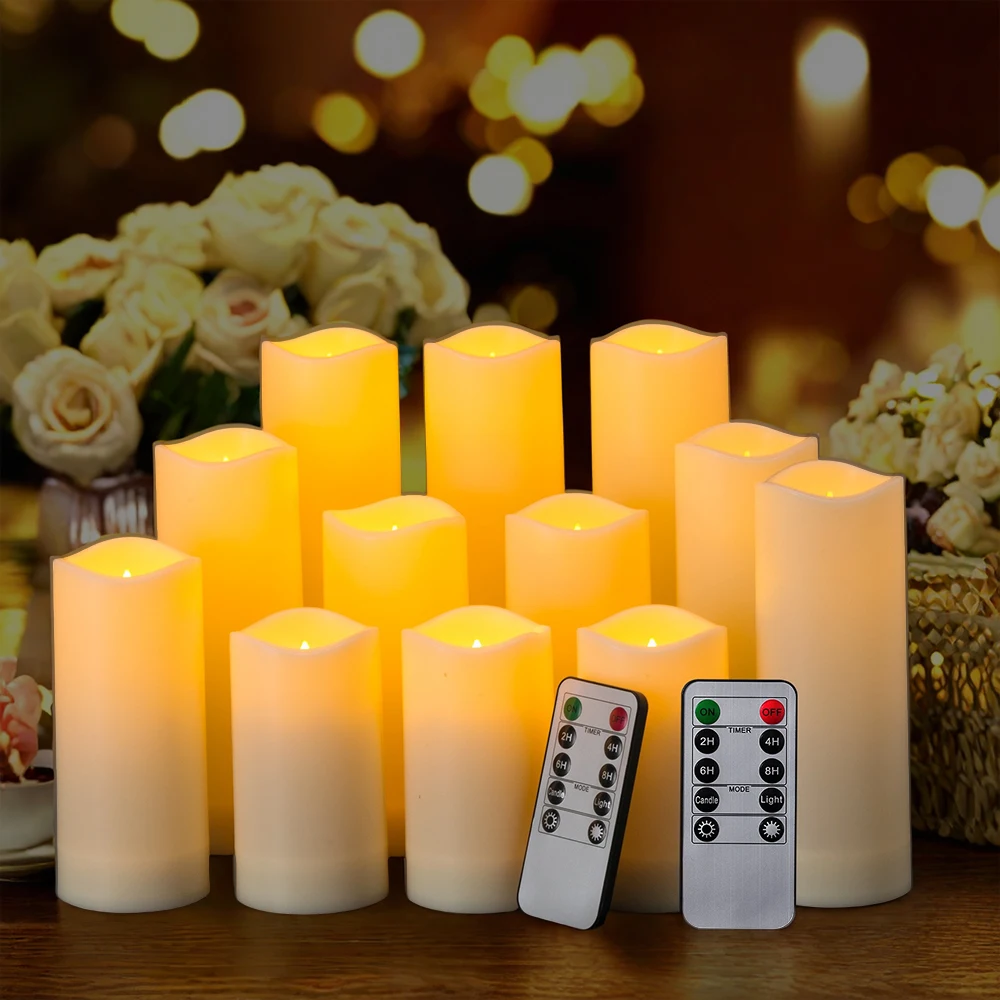 12pcs Wedding led Candle Light with Remote Controls And Timers Waterproof Flickering Tea Light Home Decoration Electronic Candle