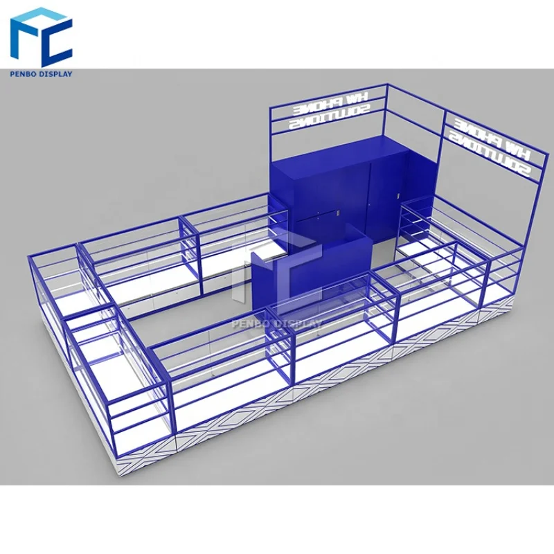 

2025customized.Modern Accessories Glass Soft Led Screen Vitrine Mobile Display Showcase Custom Shopping Mall Kiosk Cell