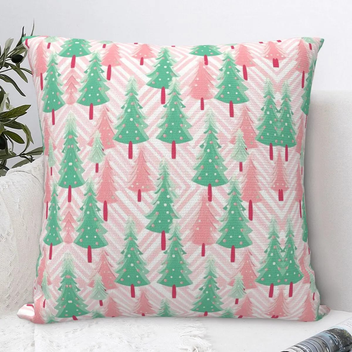 

Pillow Case Plaid & Holiday Christmas Square Pillow Cover Retro Trendy Cushion Cover DIY Pillowcases Sofa Bedroom Home Decor