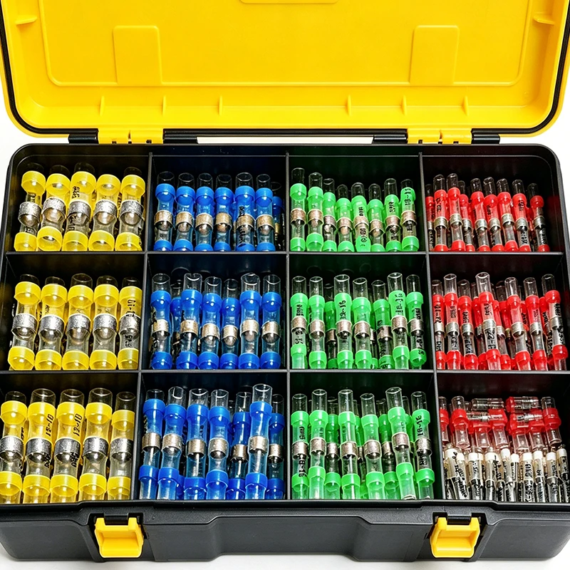 

100/10x Heat-Shrink Wire Terminals Waterproof Electrical Equipment Connection Heat Shrink Tube Kit with Wiring Cable Connectior