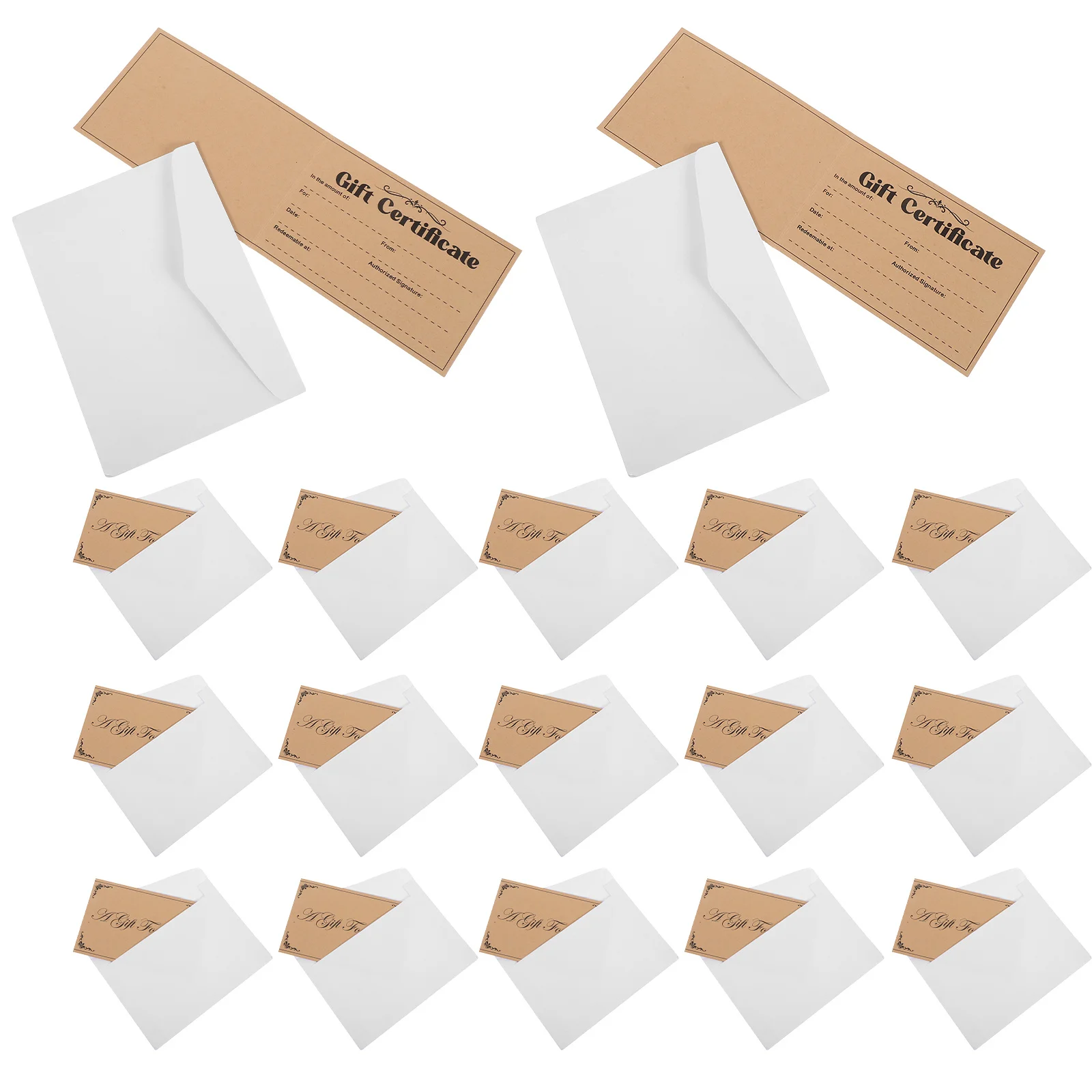 

25Sets Kraft Gift Certificates Blank Certificate Cards with Envelopes for Restaurants Spas Salons Business Client Rewards