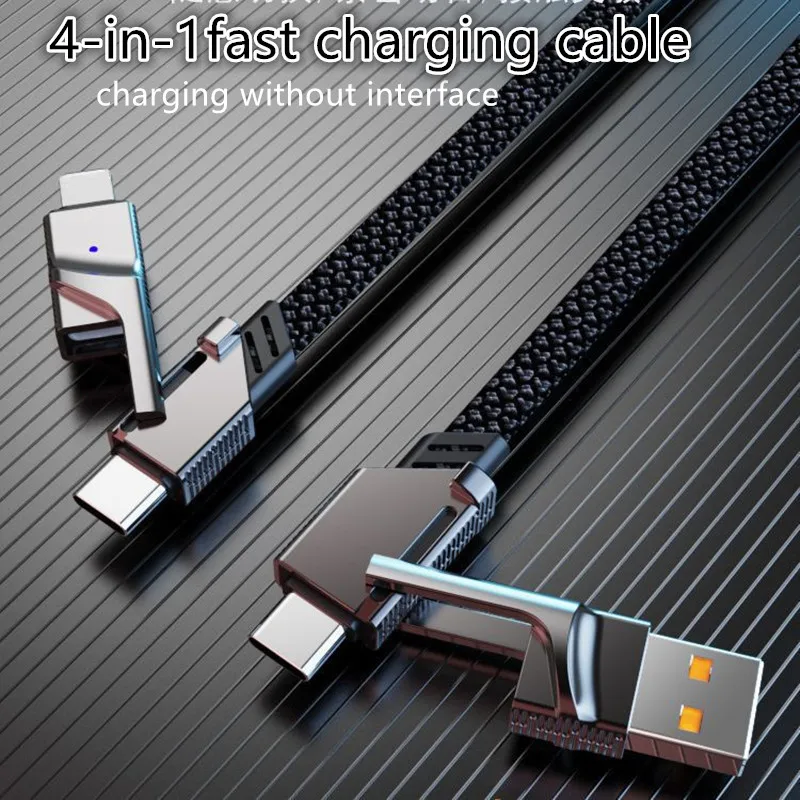 4 In 1 PD 65W USB Typ C Datenkabel Schnellladung für iPhone 15 14 13 12 11 Samsung Xiaomi Redmi Huawei Drahtkabel Schnellladegerät
