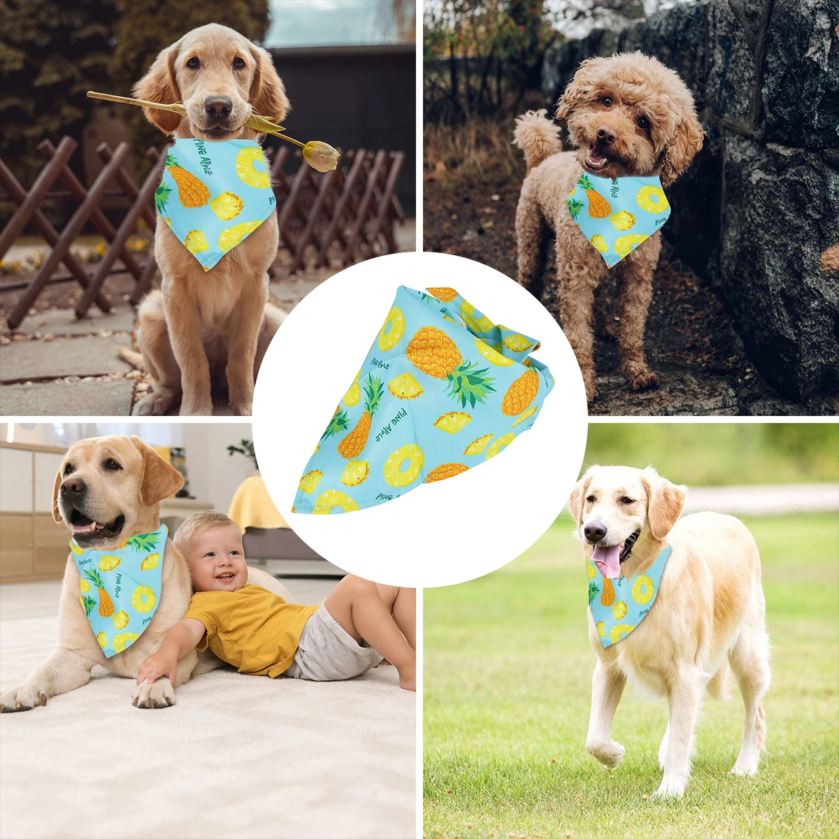 

Pet Scarf Dog Nekkerchief Triangle Towel Cat Accessories Polyester Daily Party Fruit Design Easy Wear Dog Saliva