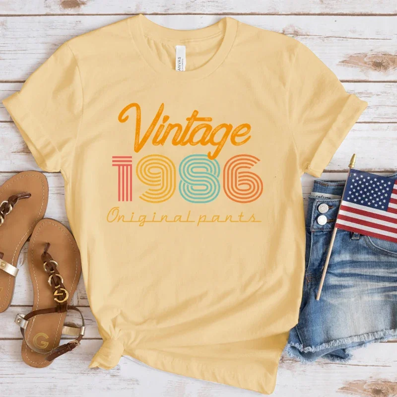 (Premium T-shirt)New Vintage 1986 Print T Shirt Women Short Sleeve Tops Tees Summer Fashion Loose Casual T-Shirt(Fast Delivery)