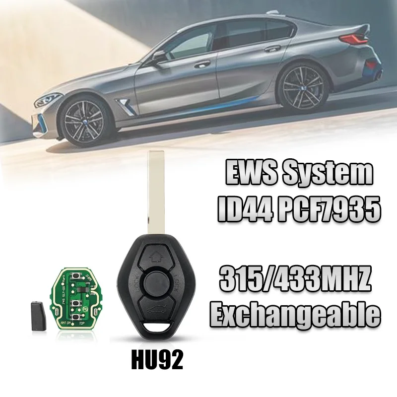 

EWS Sytem Car Remote Key For BMW Z2 Z3 Z5 1 3 5 7 Series 315/433MHz Exchangeable HU92 Blade ID44 Chip Keyless Entry Transmitter