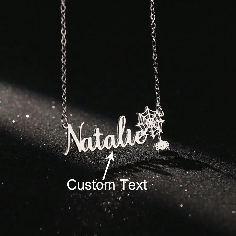 Custom Spider Name Necklaces For Women Men Stainless Steel Customized Necklace Pendant Personalized Jewelry Birthday Gift