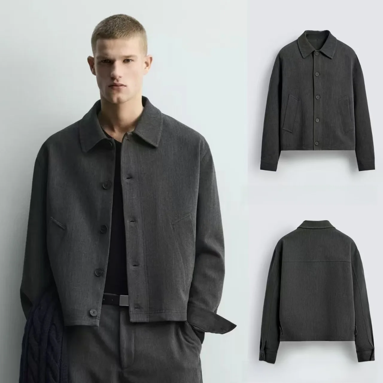New Winter Men's Short Length Long Sleeve Shirt Jacket Casual Style Cotton Material Button Closure Not Fitted Coat for Men